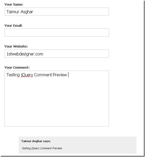 jQuery Comment Preview