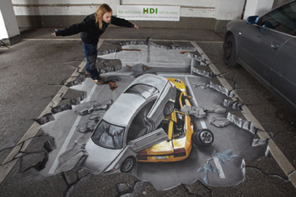 3D Cars Pavement Art 3