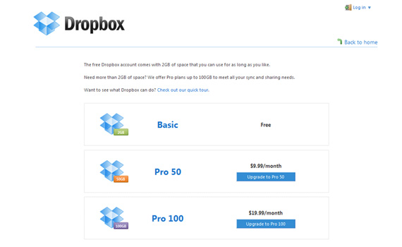 dropbox plans prices