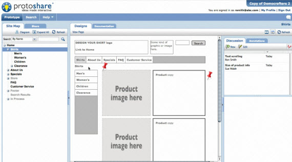 Protoshare-demo-free-premium-wireframing-webdesign-tools