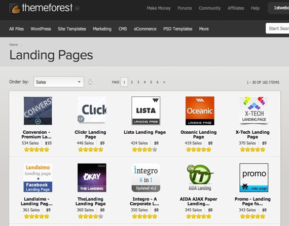 Themeforest landing pages