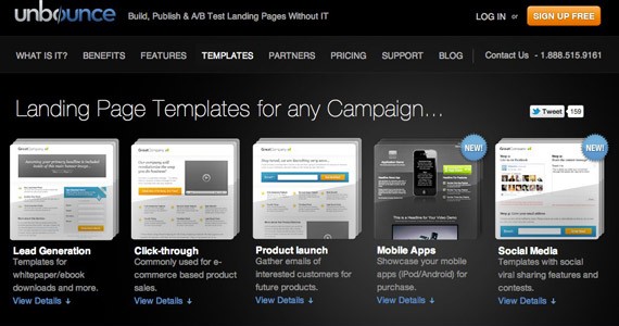 Unbounce landing pages