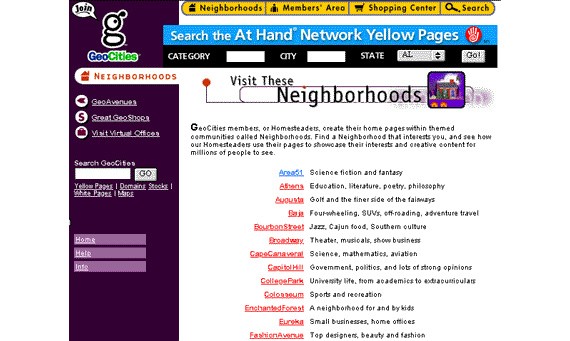 கணினி-இணைய -செய்திகள்/தகவல்கள் Geocities-neighborhoods-social-network