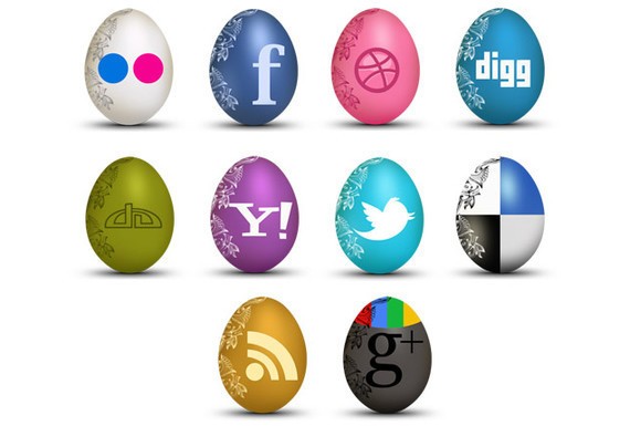 Set of Egg-Shaped Social Icons