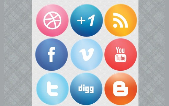 Large Glossy Social Media Icons