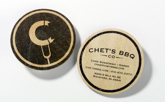 creative minimal business card design inspiration Chet's BBQ ID and business card