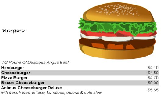 18-Animus Take Out Menu in PHP