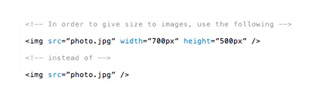 Width and height to images