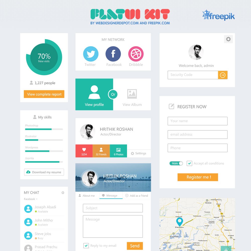 The Top 50 Free Flat Design Ui Kits And Templates