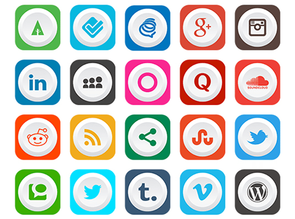 Rounded Flat Social Media Icons