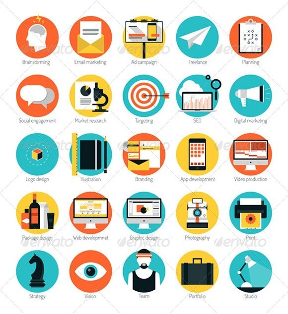 Design Services Flat Icons Set