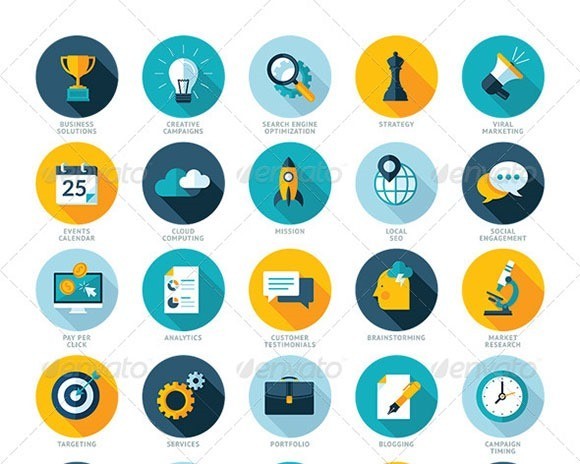 Flat Design SEO Services Icons