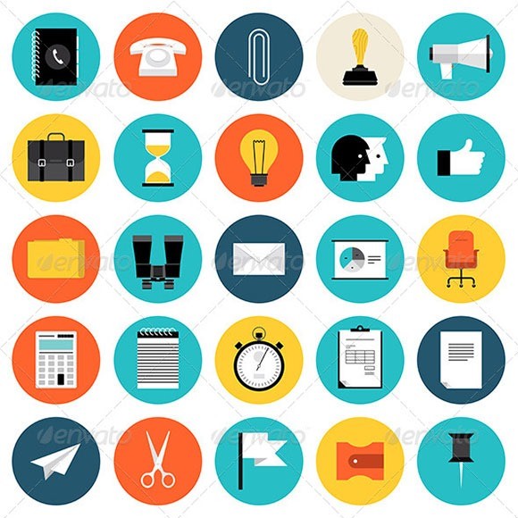 Marketing and Business Flat Icons Set