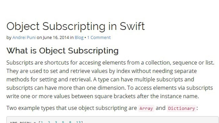 Object Subscripting in Swift