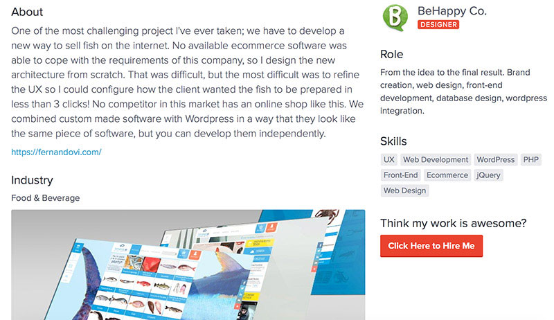 BeHappy Co. links to the finished website as everybody should on his portfolio page.
