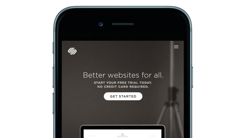 SquareSpace has a nice, mobile-friendly website with a clear call to action button.