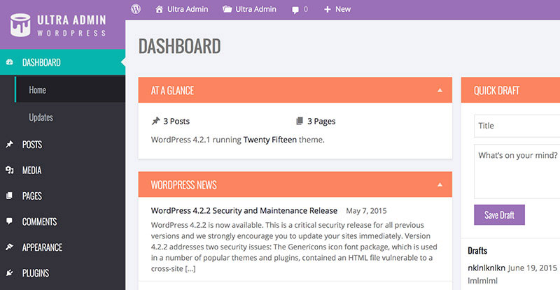 Ultra Admin brings your WordPress admin panel to life.