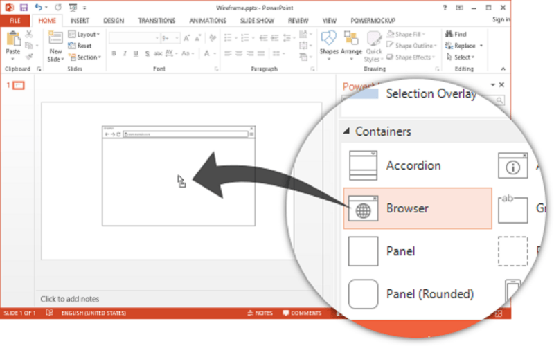 PowerMockUp allows you to directly prototype in PowerPoint
