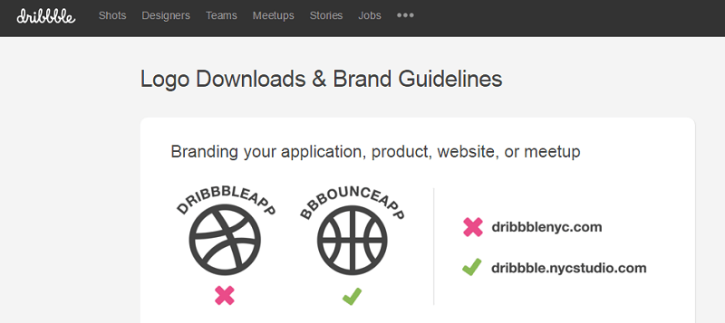 The Dribbble guideline is mostly on the do’s and don’ts on the use of the logo.
