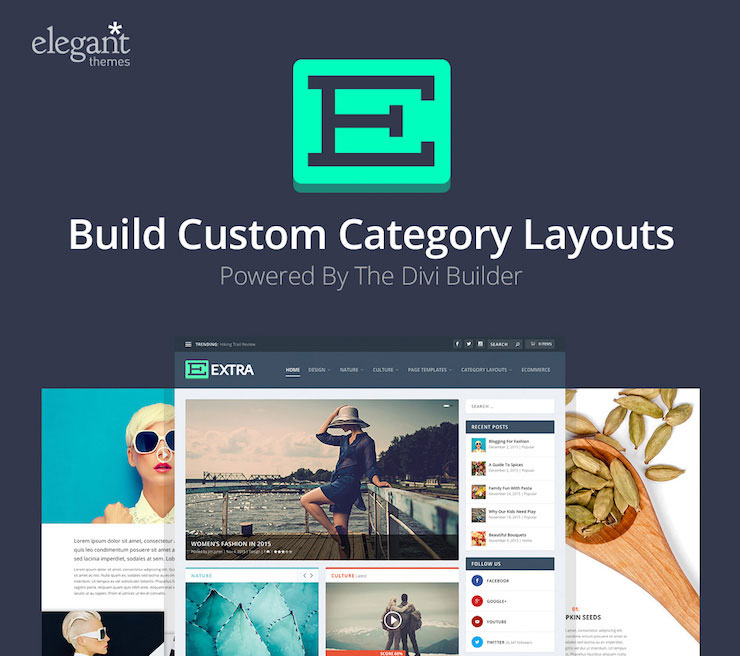 The Divi Builder allows you to build custom category layouts.