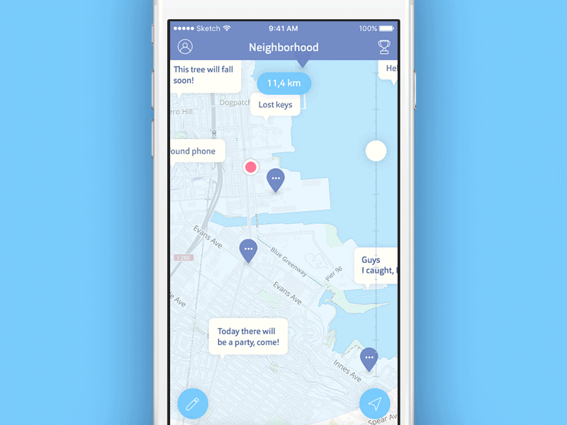 Neighborhood app interaction design