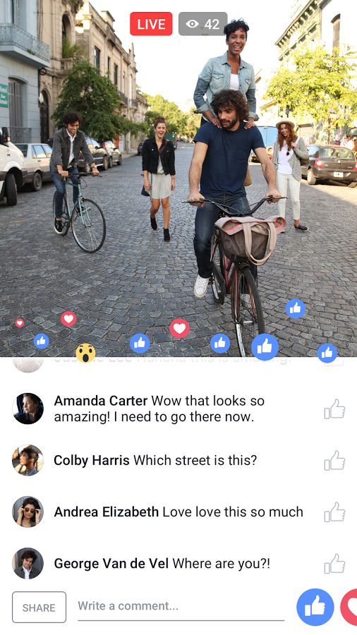 material design Facebook Live app