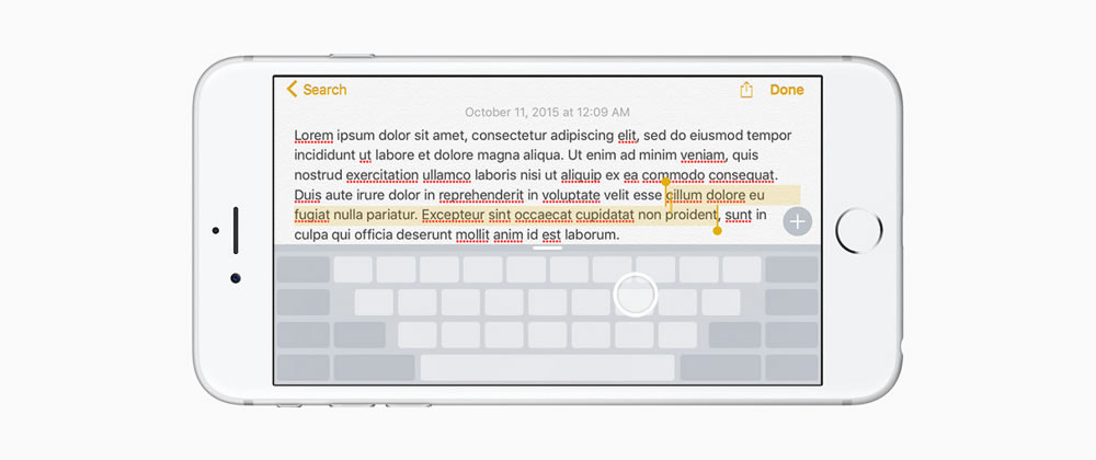 ios keyboard touch gestures