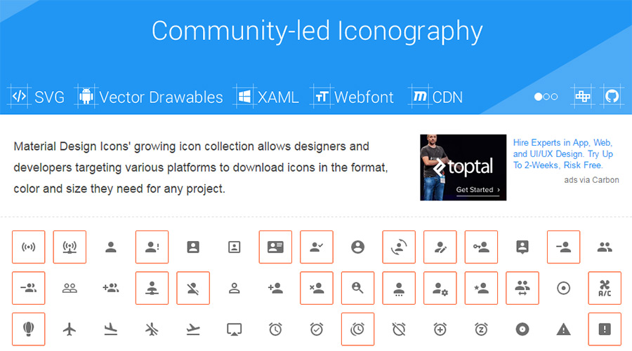 material webfont icons - icon fonts