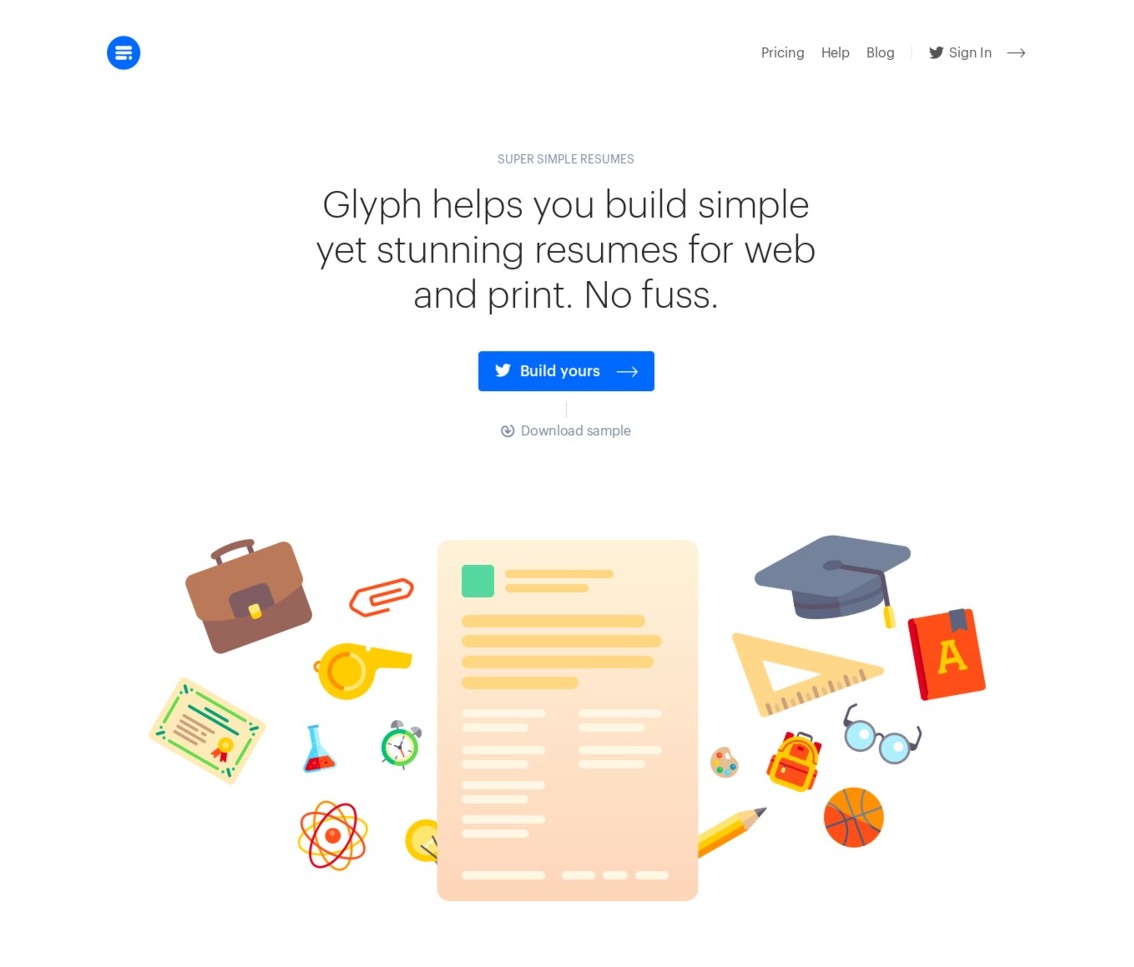 hero design web example landing page Glyph