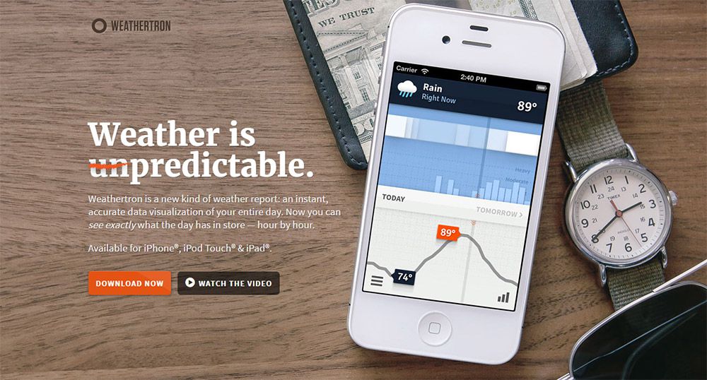 weathertron app homepage