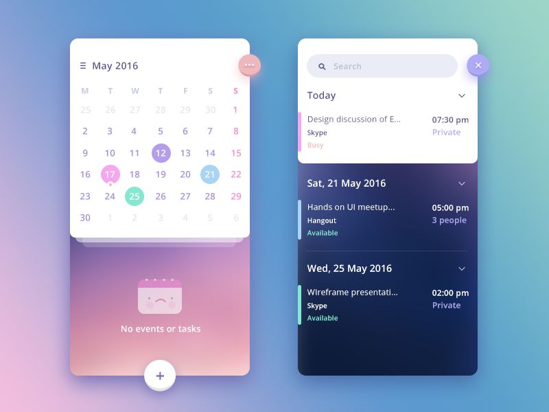 Calendar Mobile Ui - Rene Vallie