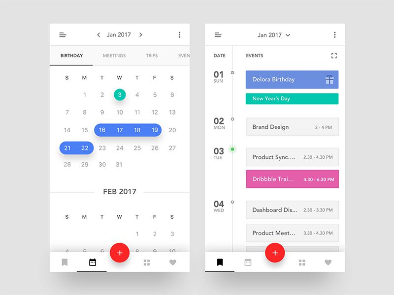 Stunning Examples of Calendar Mobile App Design 