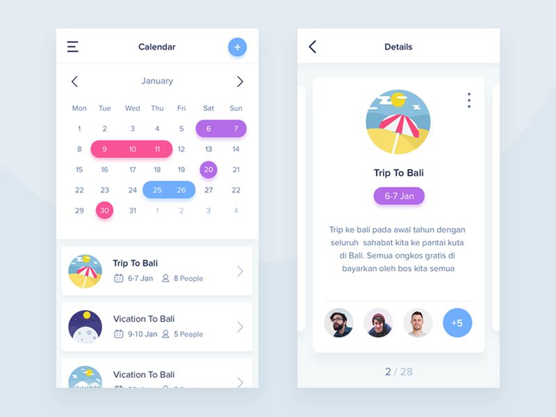 Stunning Examples of Calendar  Mobile App  Design  