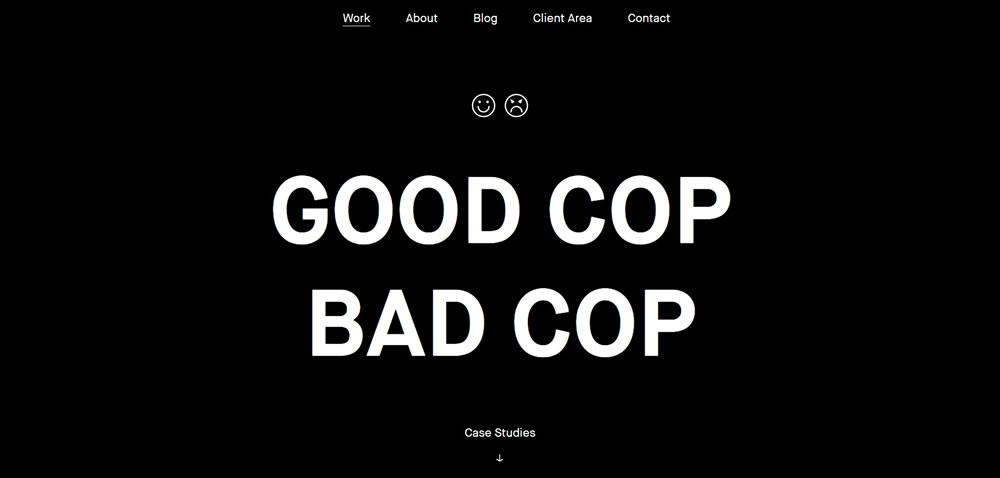 minimal web design Good Cop Bad Cop