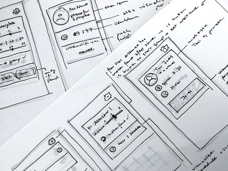 Wireframes for ridesharing App Concept