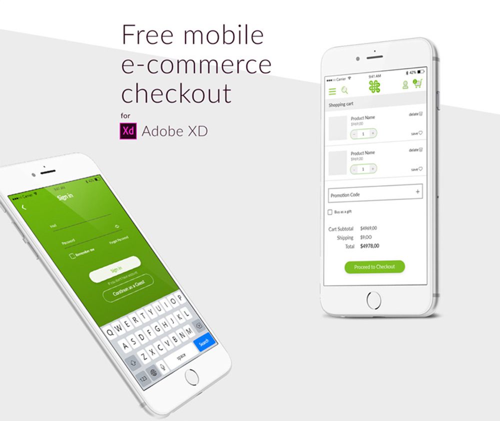 free adobe xd ecommerce app templates