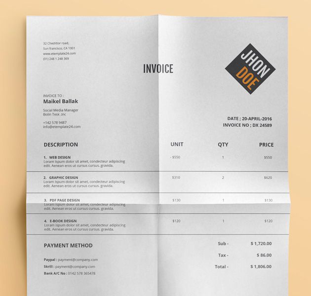 Beautiful Free Diamond Yellow Invoice Templates for Creatives