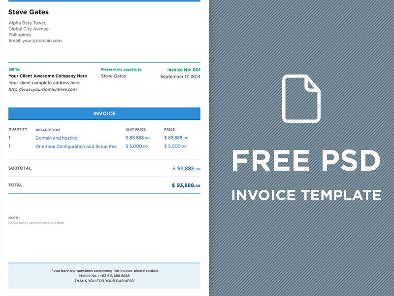 PSD Beautiful Free Invoice Templates for Creatives