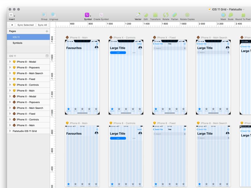 iOS 11 Grid Template Sketch Resource Free iOS 11 UI Kits Mockups Icon Sets