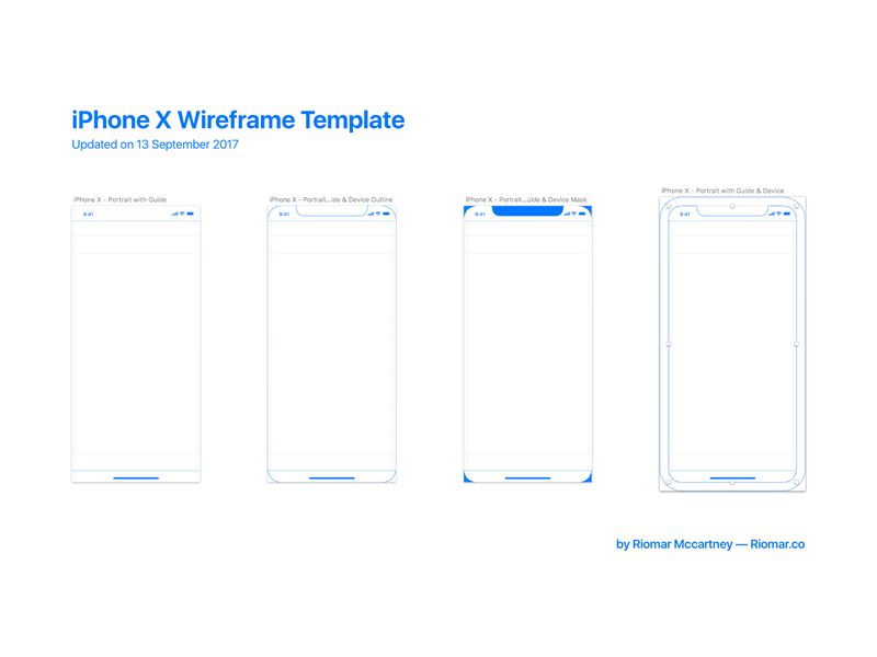 iPhone X Wireframe with iOS 11 Guides Free iOS 11 UI Kits Mockups Icon Sets