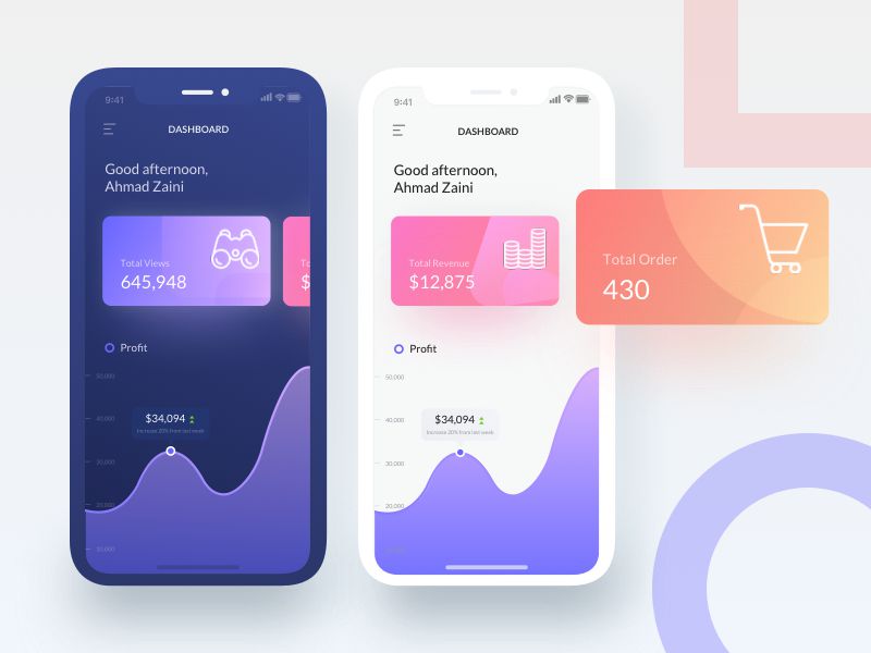 Sales Dashboard iOS 11 App Design