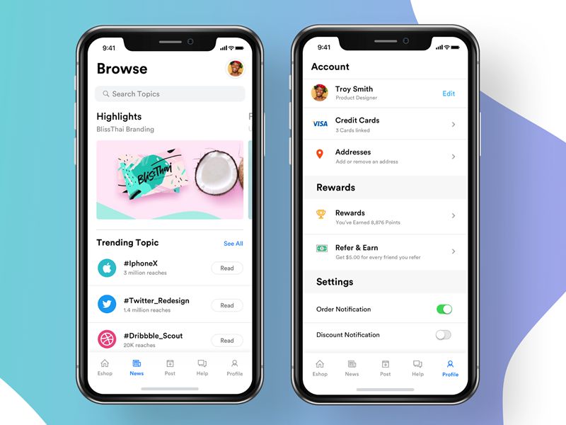 News Account iOS 11 App Design