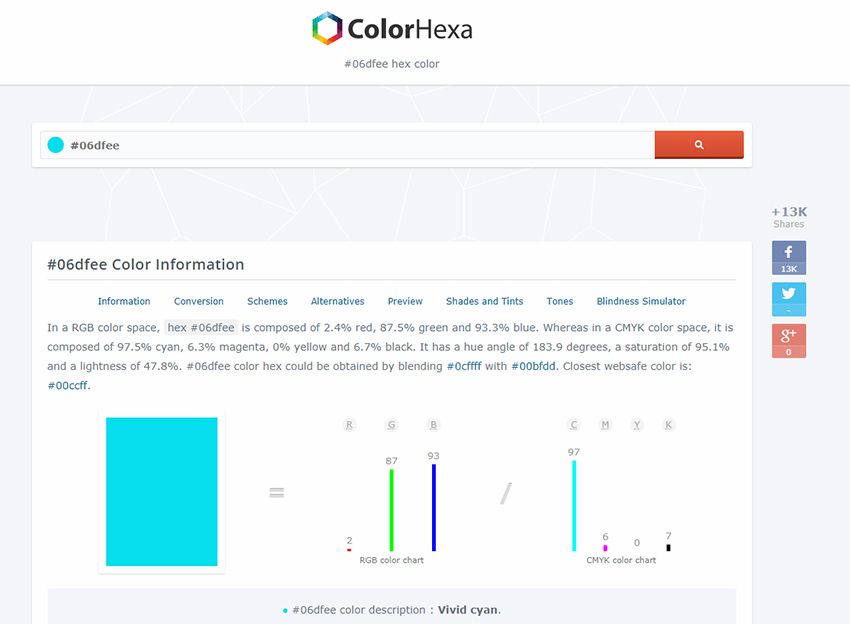 Web Font Color Chart