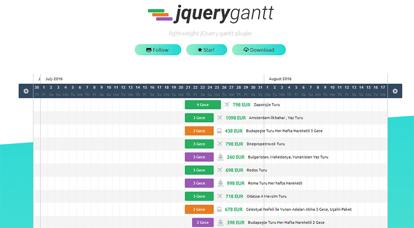 jquery Gantt plugin