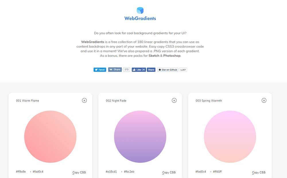 WebGradients homepage