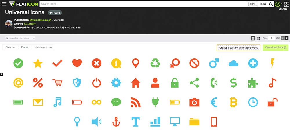 Flat universal icons