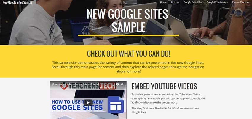 Google Sites example