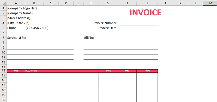 design excel template