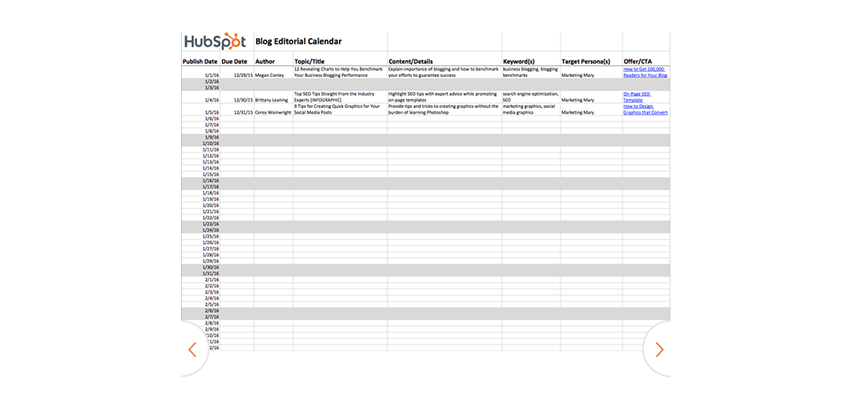 Editorial Calendar Template