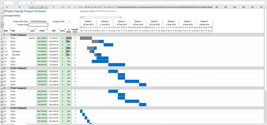 Goal Tracking Gantt Chart for Excel